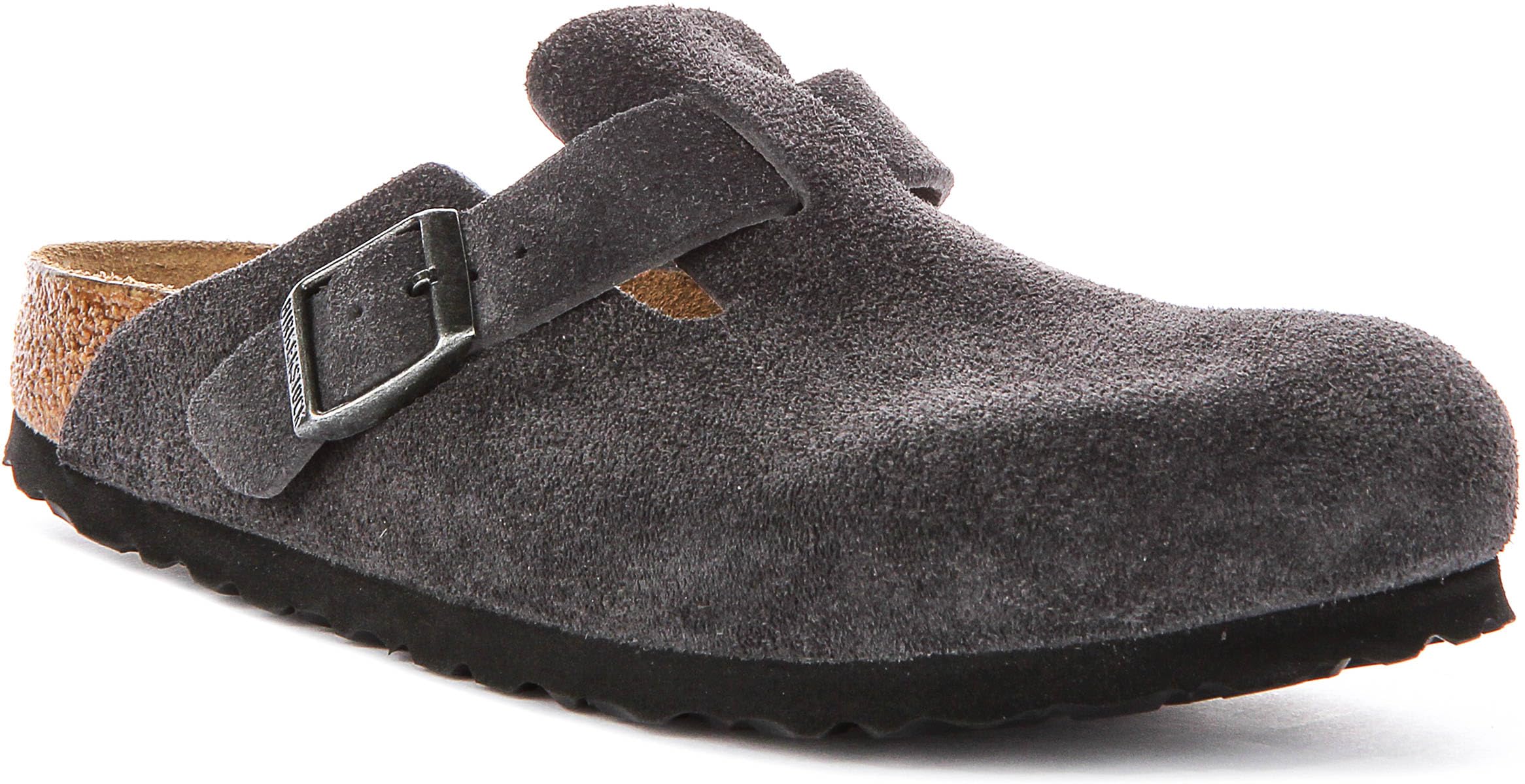 Birkenstock, Women's, Boston Clog - Suede, Charcoal, 9/9.5 Narrow