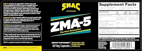 Miniatura 2 de SNAC ZMA-5 Suplemento de ayuda para dormir promueve la recuperación y el crecimiento muscular apoyo inmunológico y sueño reparador con zinc magnesio