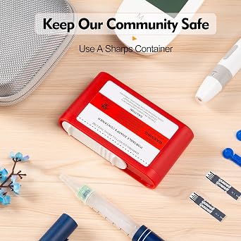 Portable Sharps Container for Insulin Needle Disposal: 2 Pack Travel-Friendly Sharps Box for Diabetics and Medical Sharps (2)