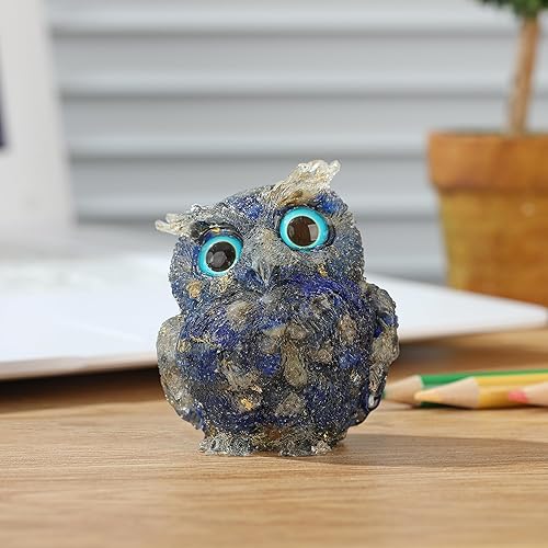Miniatura 2 de Estatua de búho de cristal natural tallada a mano con piedras preciosas curativas de Reiki, figuras de animales, decoración del hogar, oficina,