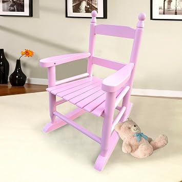 Kids Rocking Chair - Solid Wood Toddler Rocker Chair Indoor Outdoor Use Durable Childrens Nursery Rocking Seat for Boys Girls 110lb Capacity Light Pink