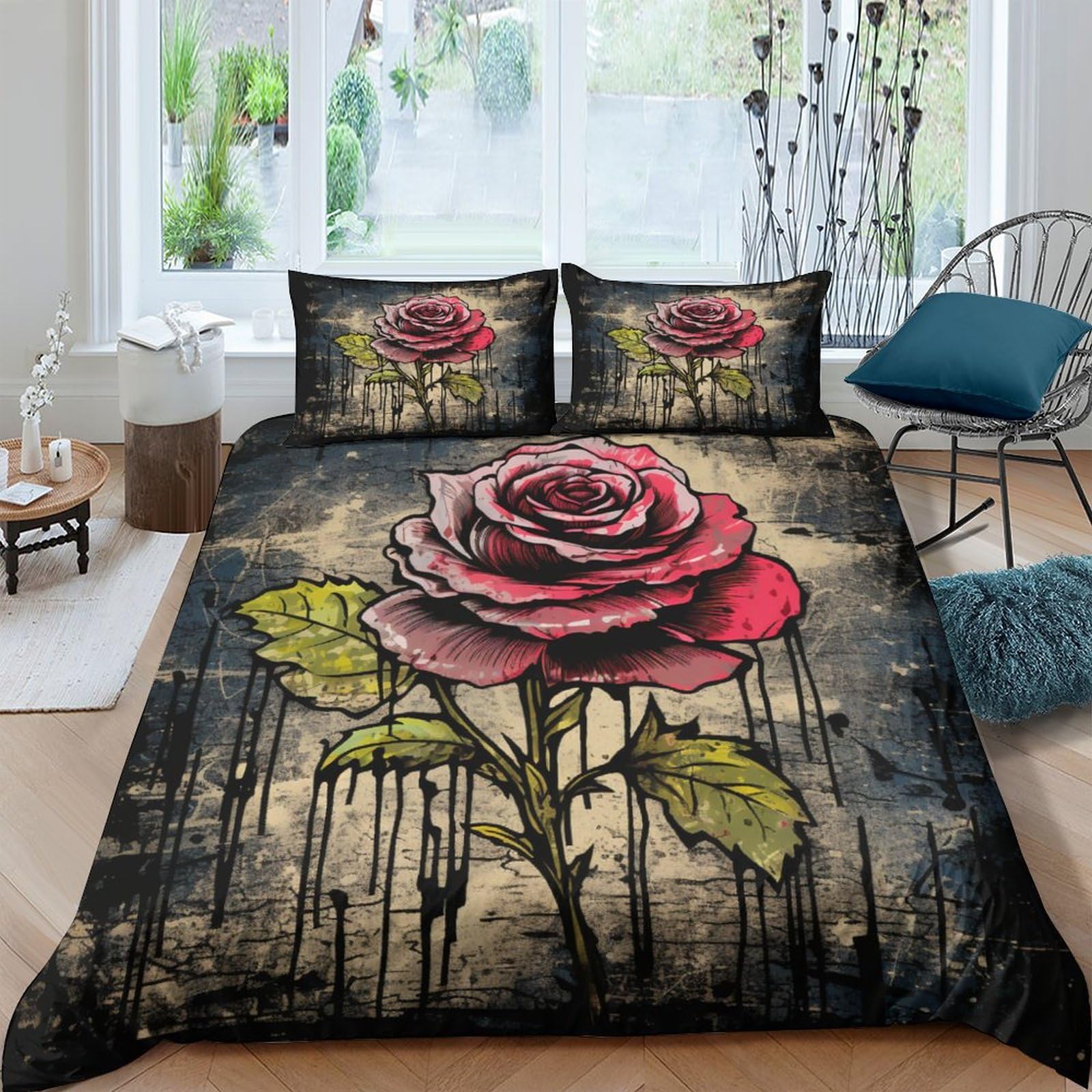 Housses de couettes imprimé 3D de qualité en microfibre douce style vieilli 3 pièces King