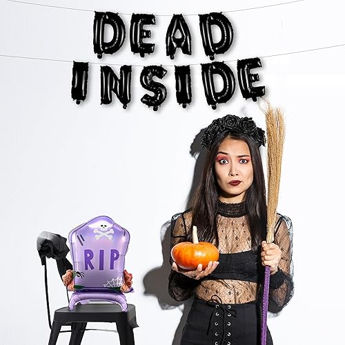 Miniatura 4 de HOUSE OF PARTY, Kit de globos de fiesta de Halloween extra grandes de 22 x 19.6 pulgadas, 2 juegos de globos de letras "DEAD INSIDE" + globo de
