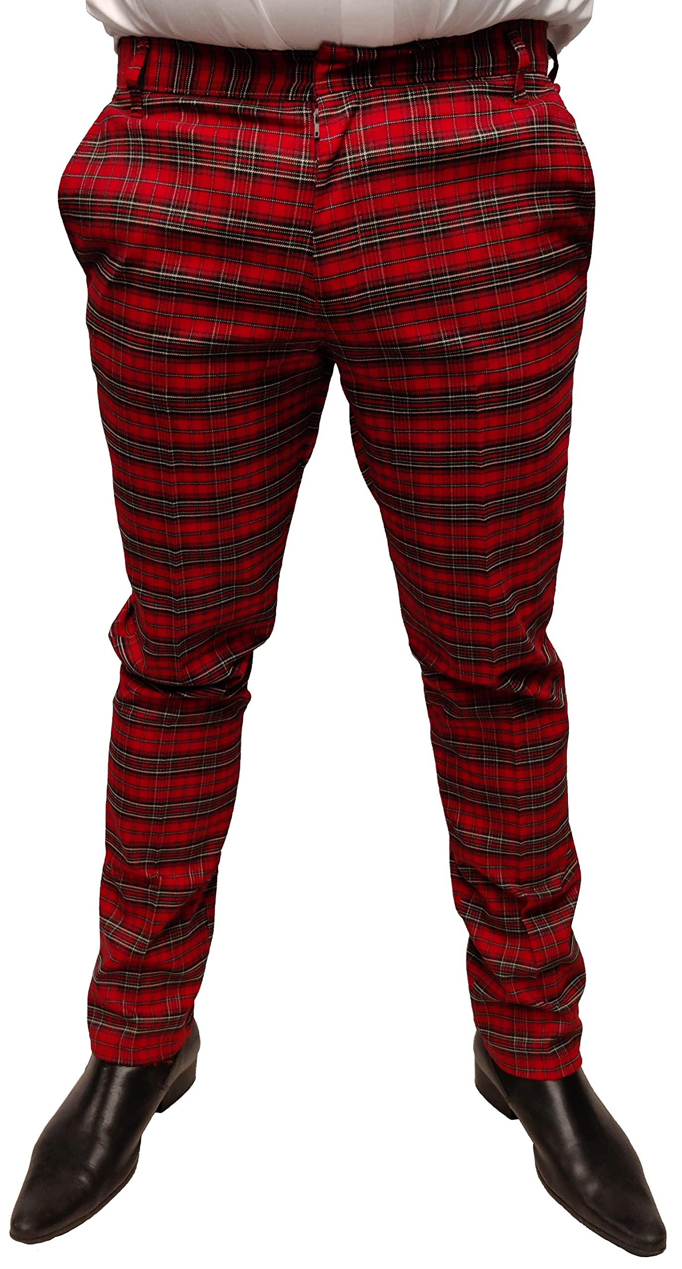 Mazeys Mens 60s Vintage Retro Mod Checked Tartan Skinny Fit Trousers (34 Waist 30 Leg, Stewart)