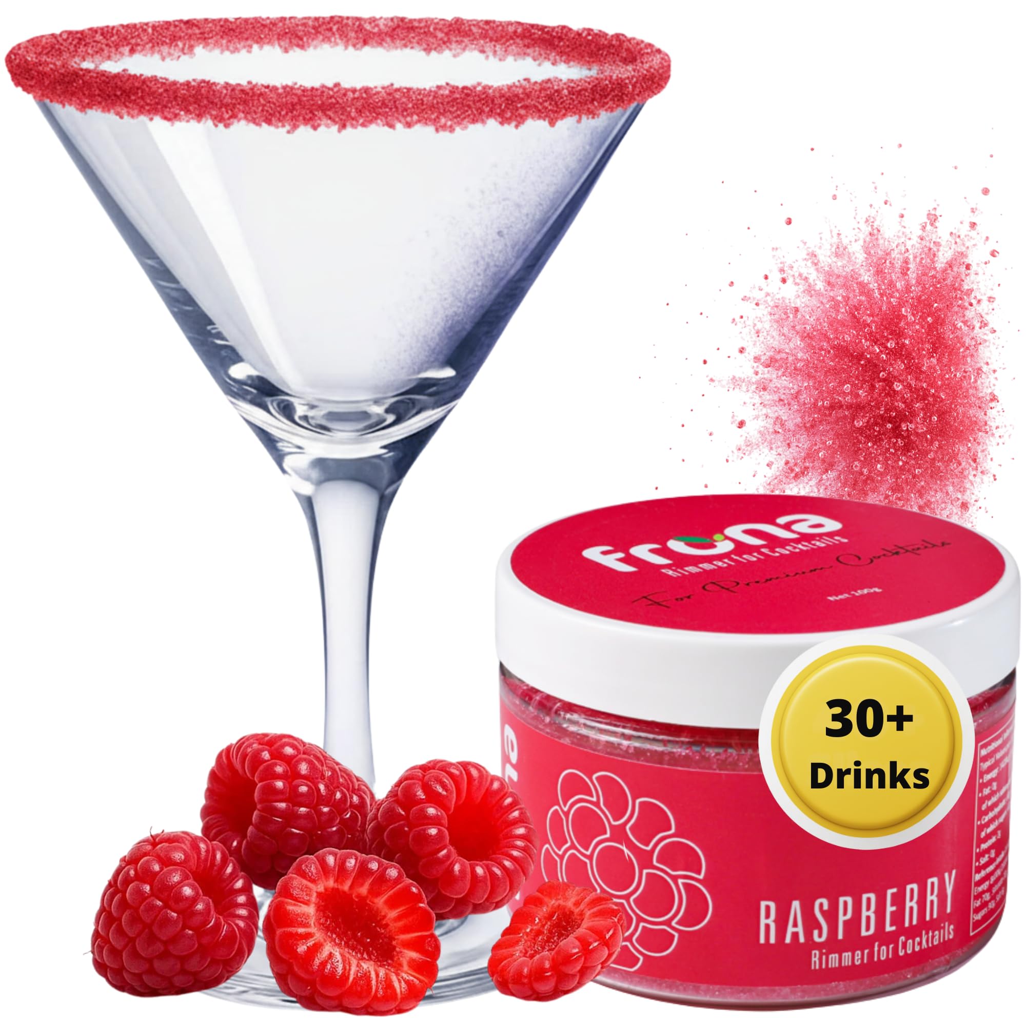 Frona Rimming Powder 100g - Perfect As Cocktail Glass Rimming Powder I Culinary decorations (Raspberry)