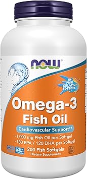 NOW Foods Supplements, Omega-3 180 EPA / 120 DHA, Molecularly Distilled, Cardiovascular Support*, 200-Fish Gelatin Softgels,Packaging may vary