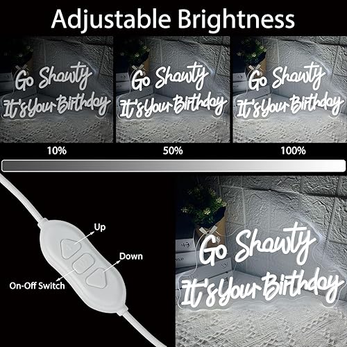 Vista 14 de Letrero de neón de feliz cumpleaños para decoración de pared, letreros de luz LED de neón rosa, decoración artística regulable, letrero de luz