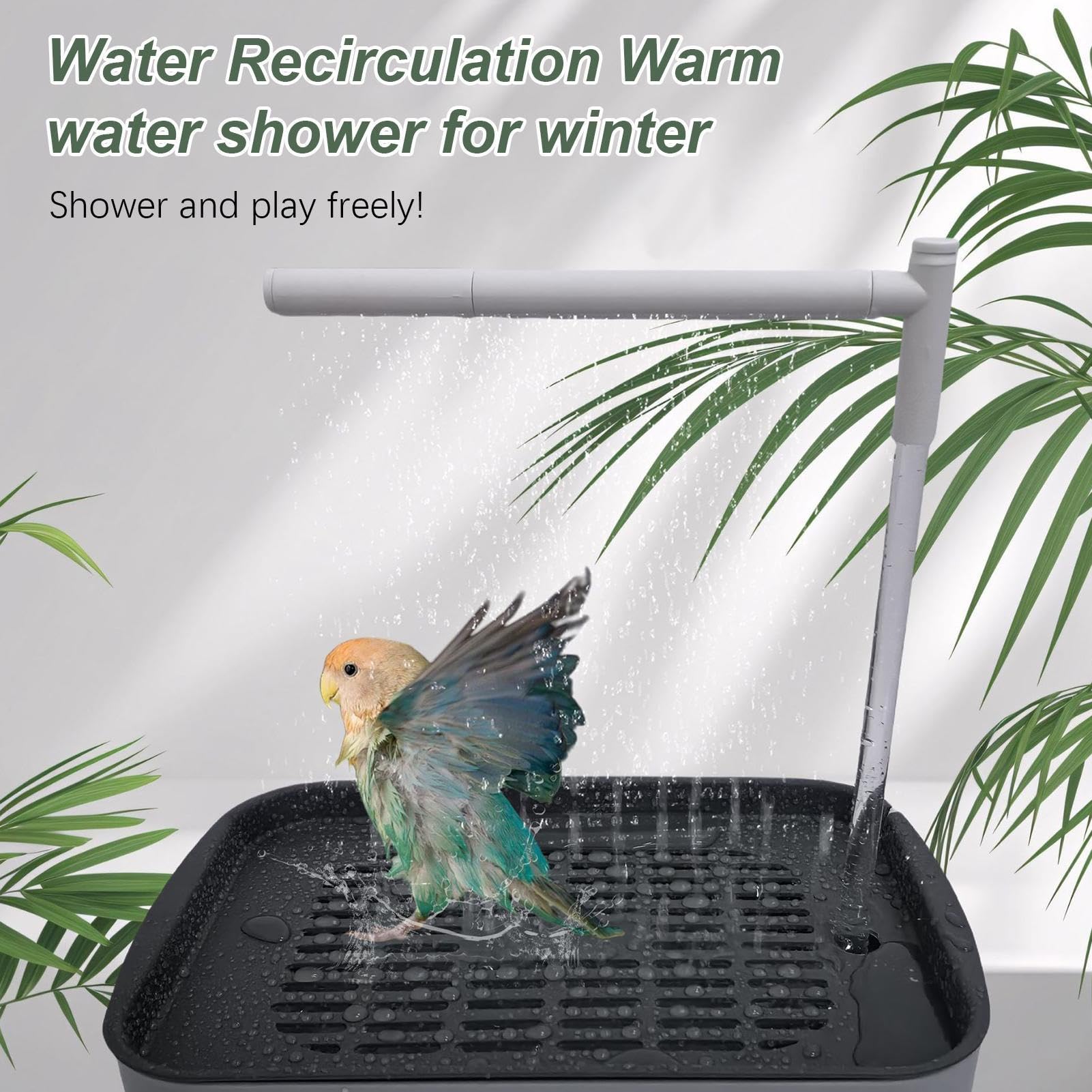 Bañera automática para pájaros Genérico con circulación de agua, Ducha para periquitos, bañera para Loros con Ducha, Accesorios para jaulas de pájaros