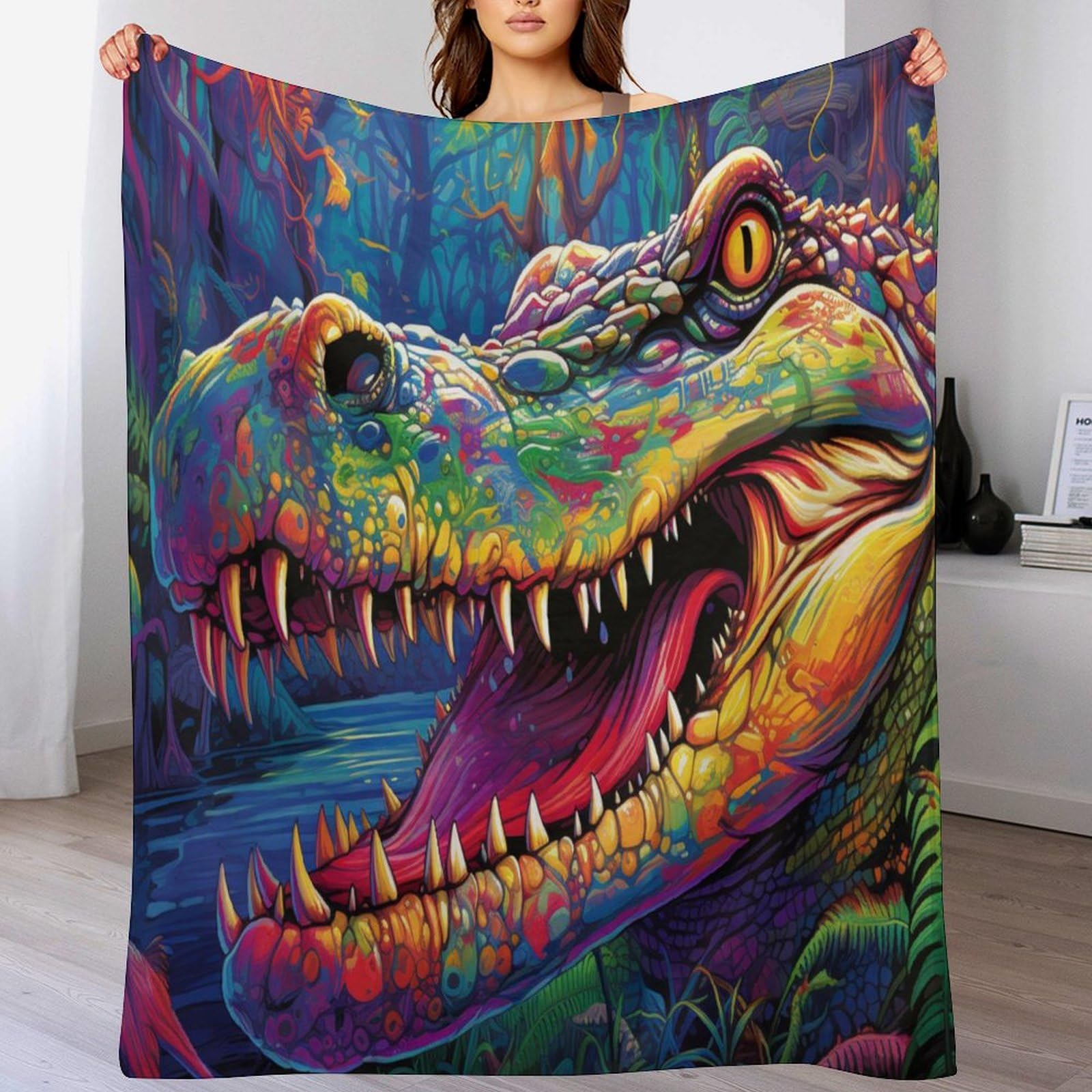 AAPZY Crocodile Super Soft Throw Blanket Throw for Sofa Couch Bed Fluffy Flannel Fleece Blanket Machine Washable Nap Blanket Bed Spread （140×180cm）
