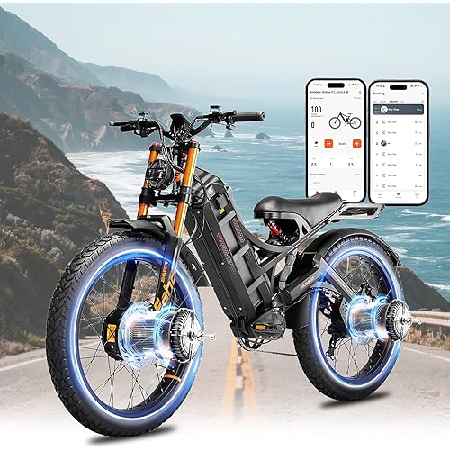 eAhora Romeo Pro 3/2 [2025] 46-50 Mph Electric Bike for Adults, Peak 5600W Dual Motor Ebike, 60V 80Ah 250 Miles Long Range E Bike, 26”*4.0 Fat Tire Air Full Suspension Off-Road E-Bike