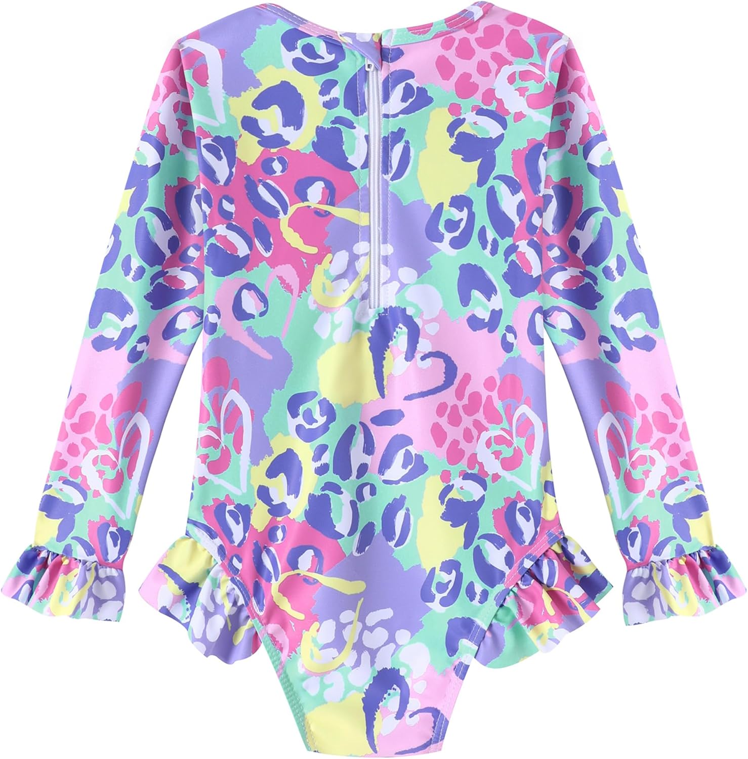 Toddler Girls Long Sleeve Swimsuit One Piece Ruffle Zipper Rash Guard Bathing Suit UPF 50+ Kid Swimwear 1-6 Years - Image 2