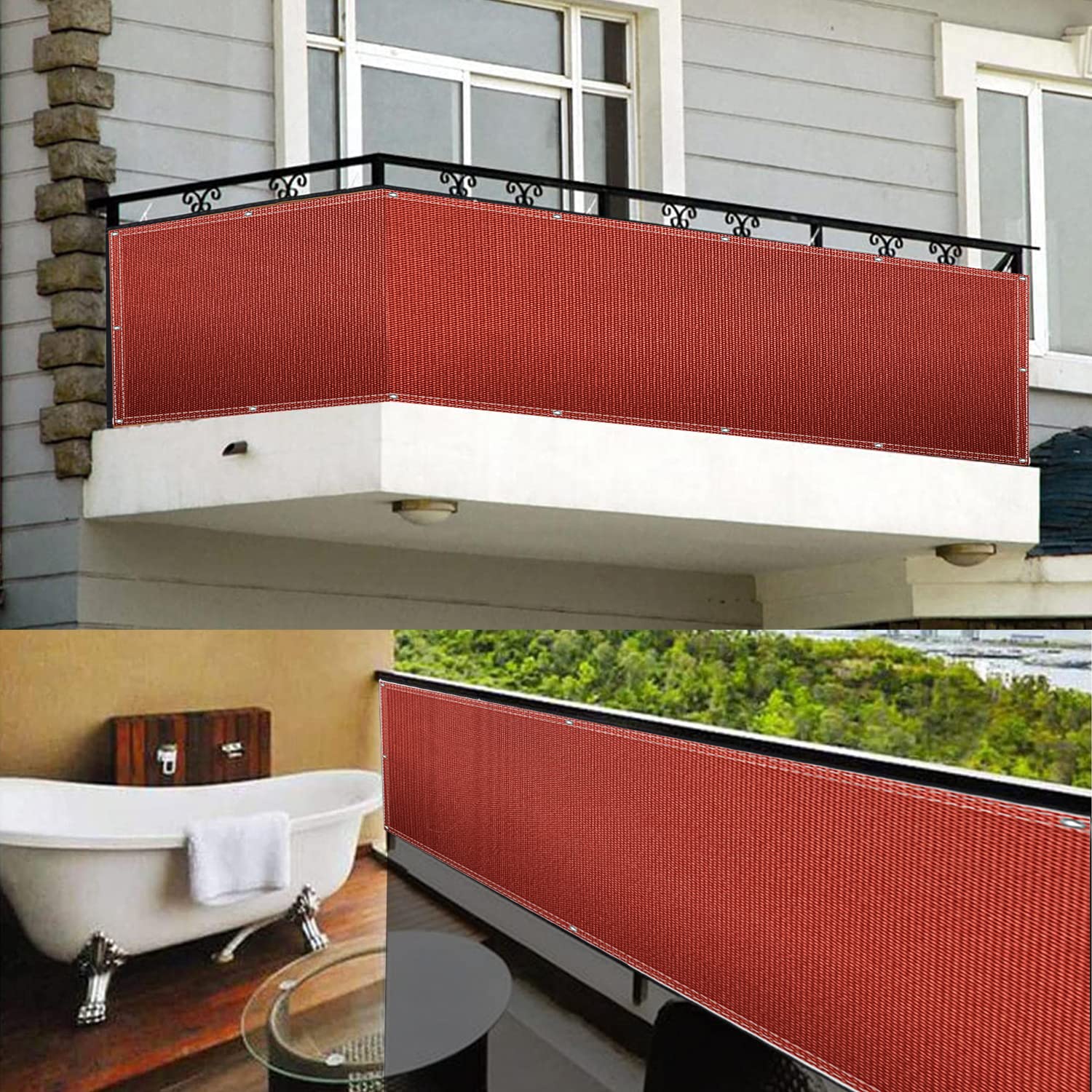 Frangivista Giardino 140x300cm Protezione da Sguardi Indiscreti per Balconi Recinzione Copertura Ombra Esterno Giardino Piscina Gazebo,Marrone