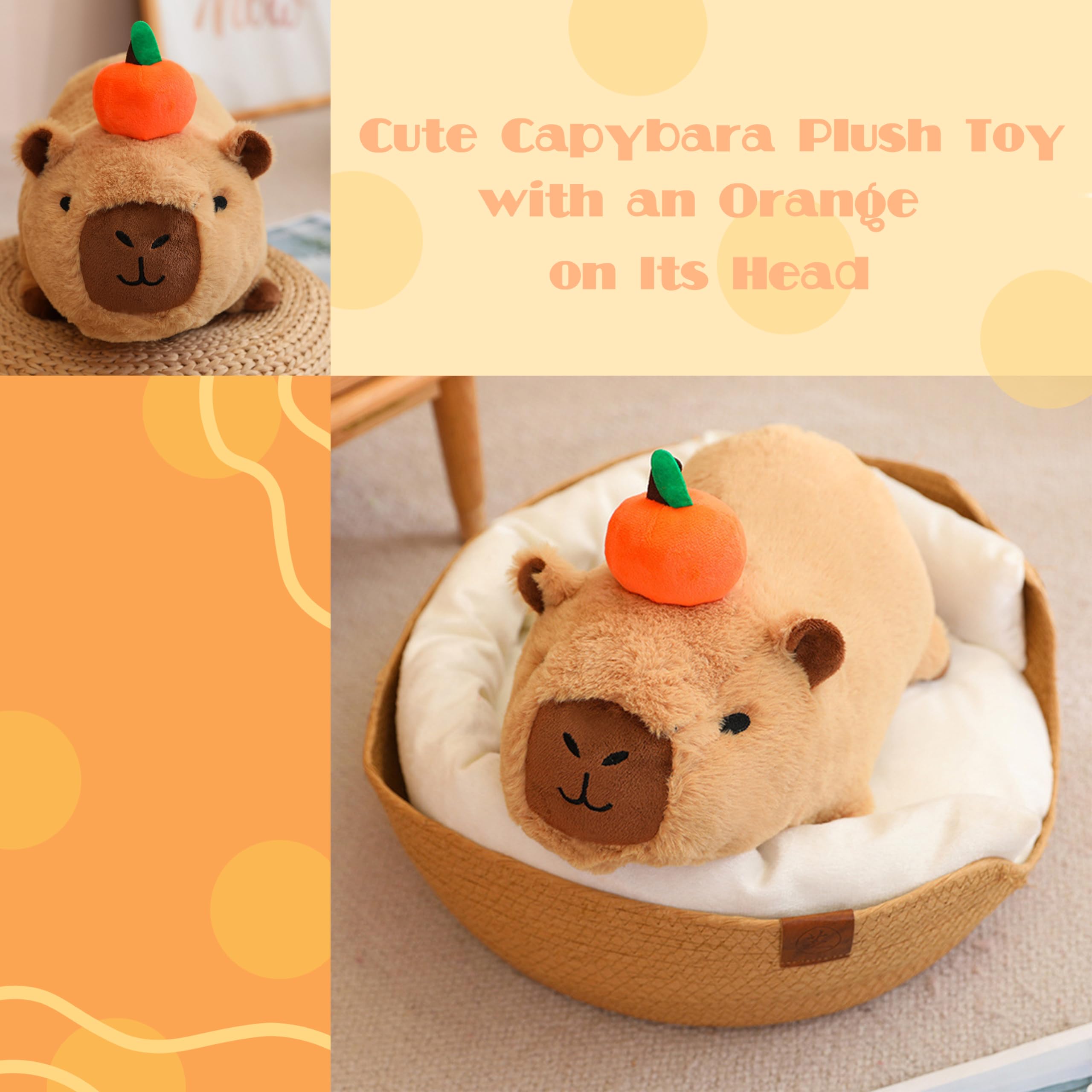 Amazon.co.jp: LXSLFY かわいいカピバラぬいぐるみ 頭にオレンジ