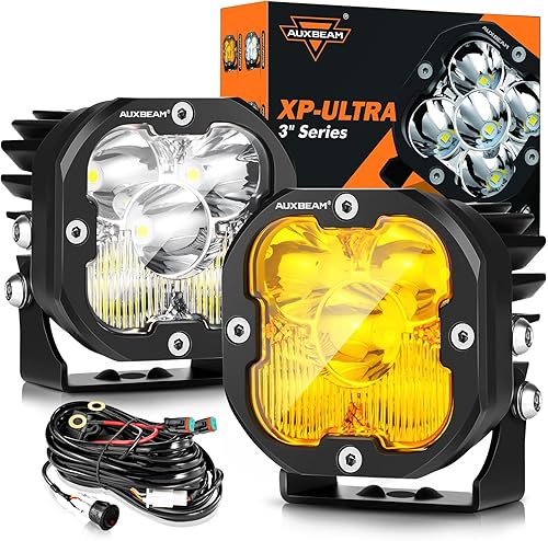 Miniatura 8 de Auxbeam 3 pulgadas 84W LED Pods DRL & Turn Signal X-PRO Series 9600LM Spot Flood Combo Luces de zanja Offroad Foco de conducción ámbar niebla cubo
