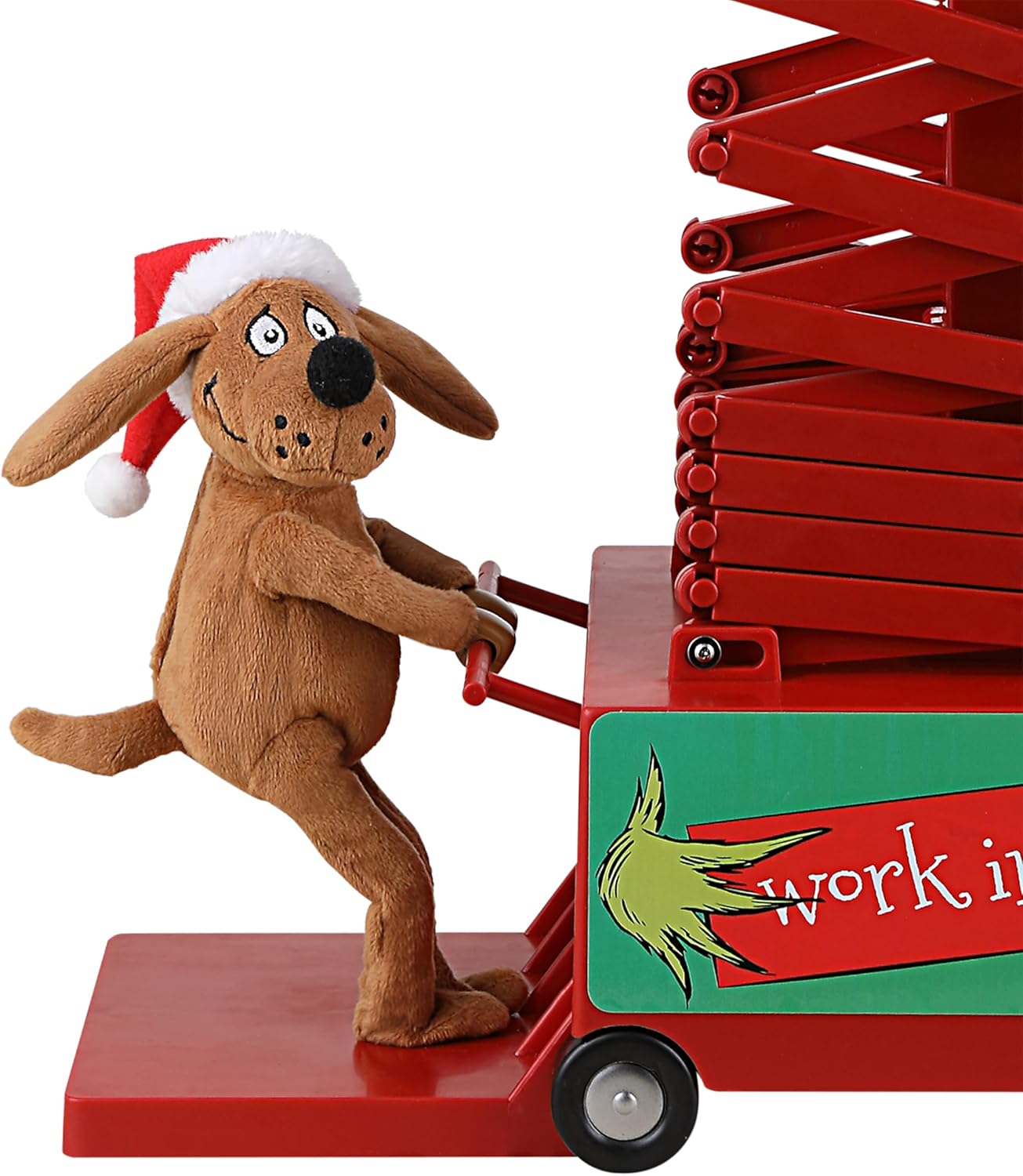 Mr. Christmas Animated Grinch Lift Christmas Decoration with LED Lights and Music, Extending Ladder, AC Adapter