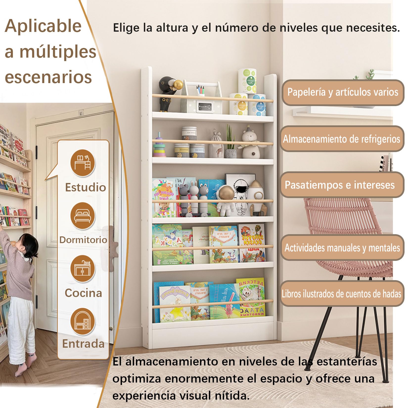 Estantería Ahorra Espacio, Estantería de Puerta Ultra Estrecha de 10 cm, Muebles de Almacenamiento Detrás de la Puerta, Mueble de Almacenamiento para Sala de Estar y Estudio