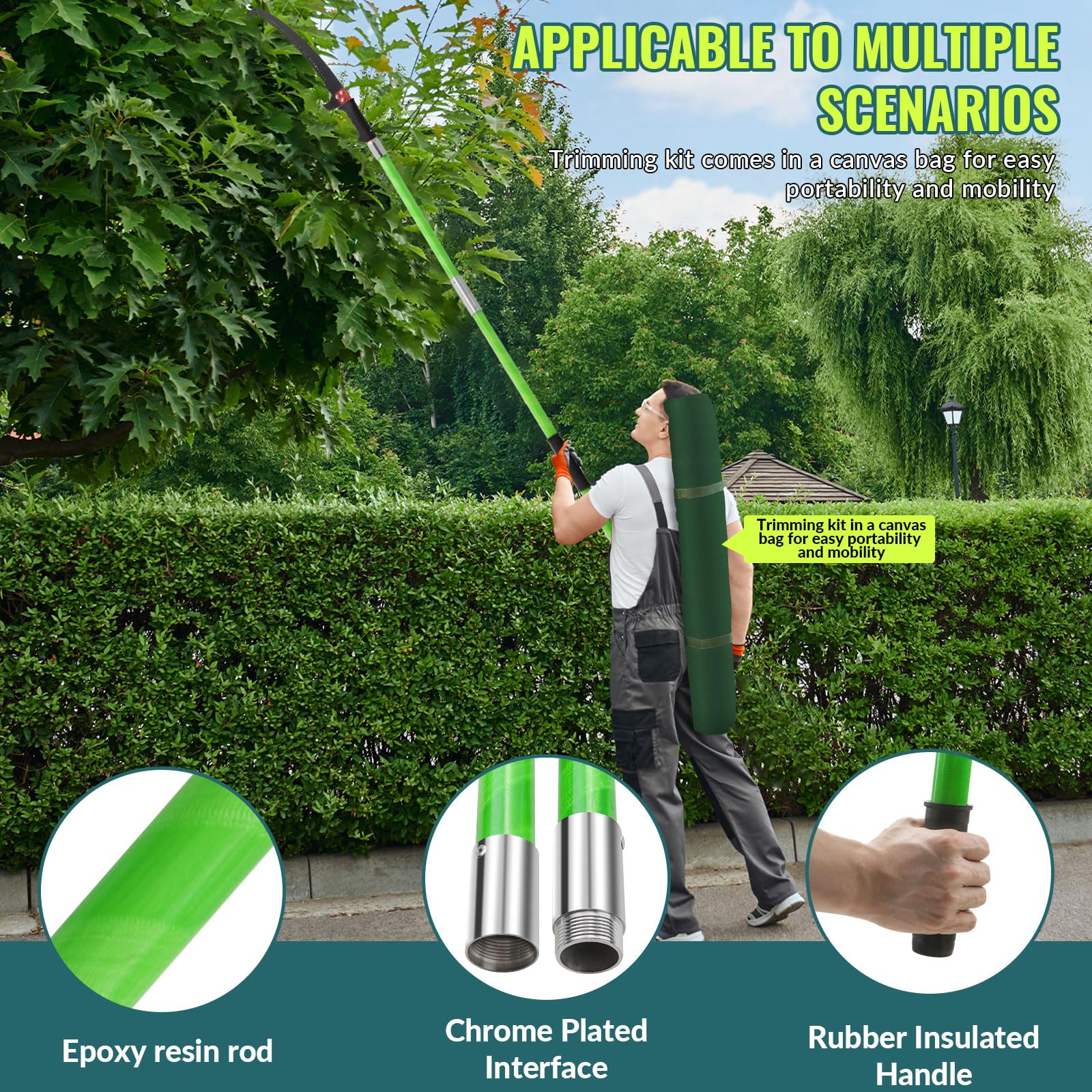 Scie à Élaguer Télescopique avec poignée, Scie à Élaguer Télescopique avec Manche Télescopique de 8Mètres, D'élagage Manuelle, Outils de Jardinage Pour la Taille des Palmiers et Des Arbustes