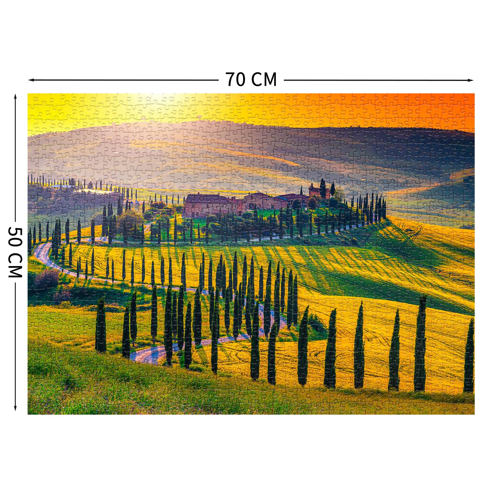 HUADADA Puzzle 1000 elementów dla dorosłych i dzieci, Niemożliwa gra, układanka jako prezent, sprytne zagadki, kolorowa układanka, puzzle z motywem Toskanii
