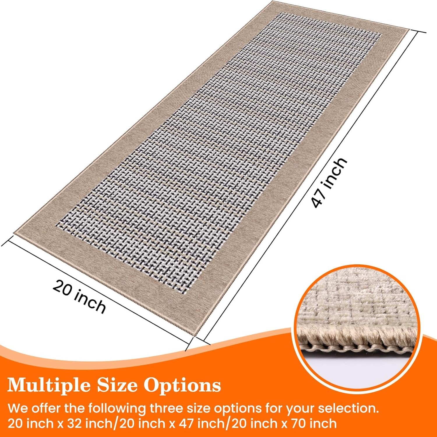 StepRite Kitchen Rugs, Kitchen Mats for Floor, 47"x20" Non-Slip Machine-Washable Kitchen Throw Rug, Absorbent Kitchen Runner Rugs Office, Kitchen Sink Standing Desk Mat, Kitchen Decor Carpet, Khaki