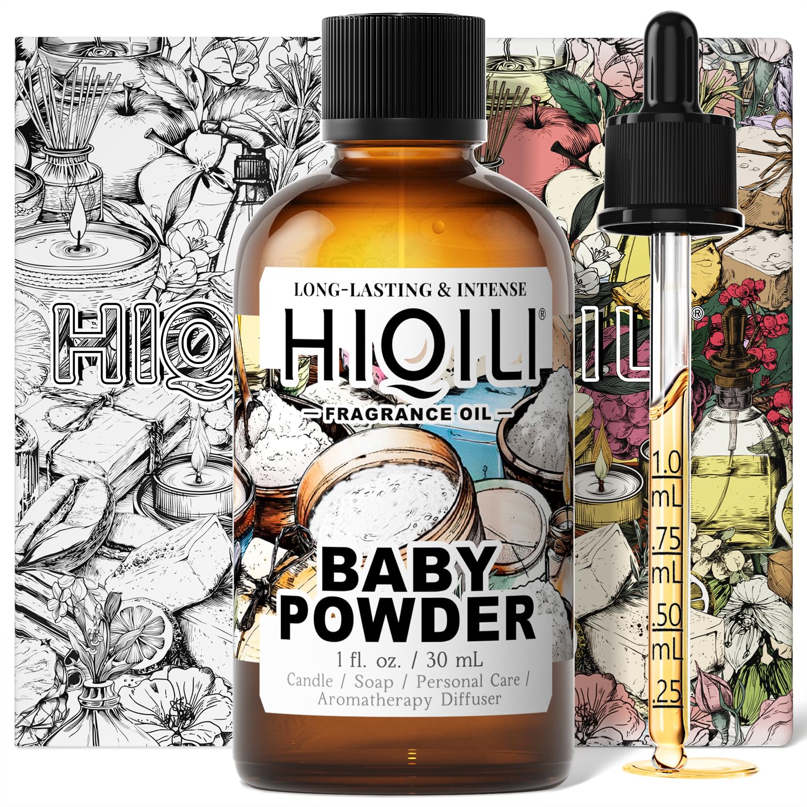 HIQILI Baby Powder Fragrance Oil - for Body Oils, Laundry Detergent, Candle, Perfumes & Soap Making, and Home Diffusers Use - 1 Fl Oz