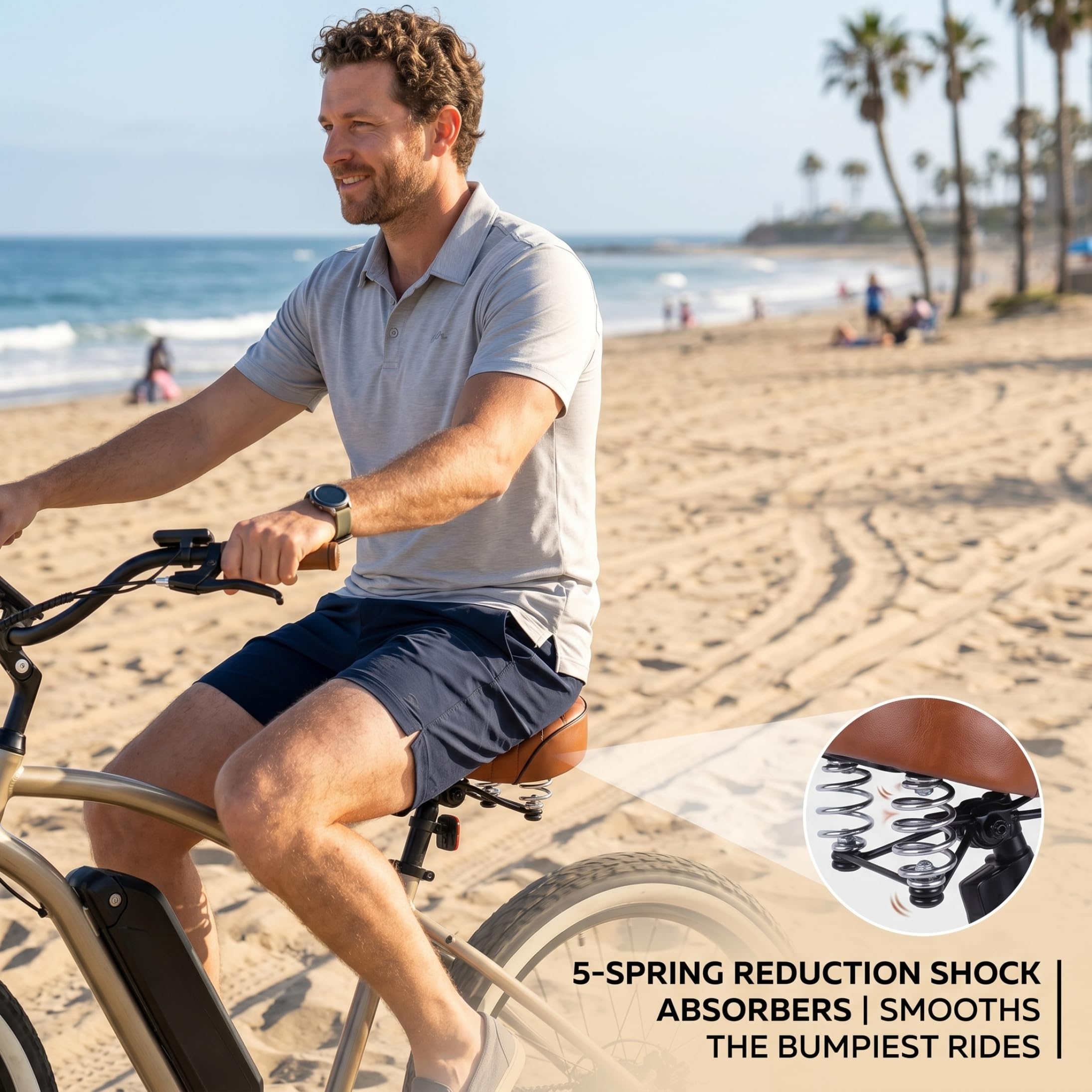 Asientos para Bicicleta eléctrica, Asiento de Bicicleta eléctrico Ancho y cómodo con absorción de Impactos, Asiento de de Repuesto extendido Transpirable, Negro, eléctrico