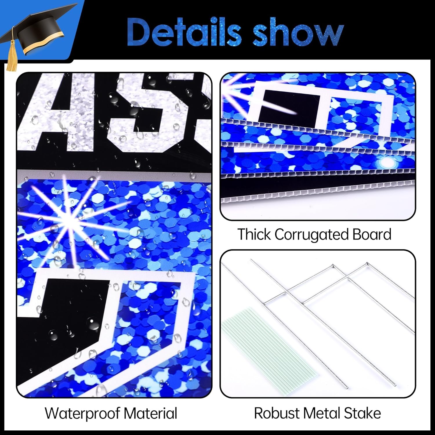 Aneco 45 Inch Graduation Decorations Yard Signs Class of 2026 Outdoor Lawn Yard Signs with Stakes Congrats Grad Lawn Decor High School College Graduation Party Decorations Supplies, Blue