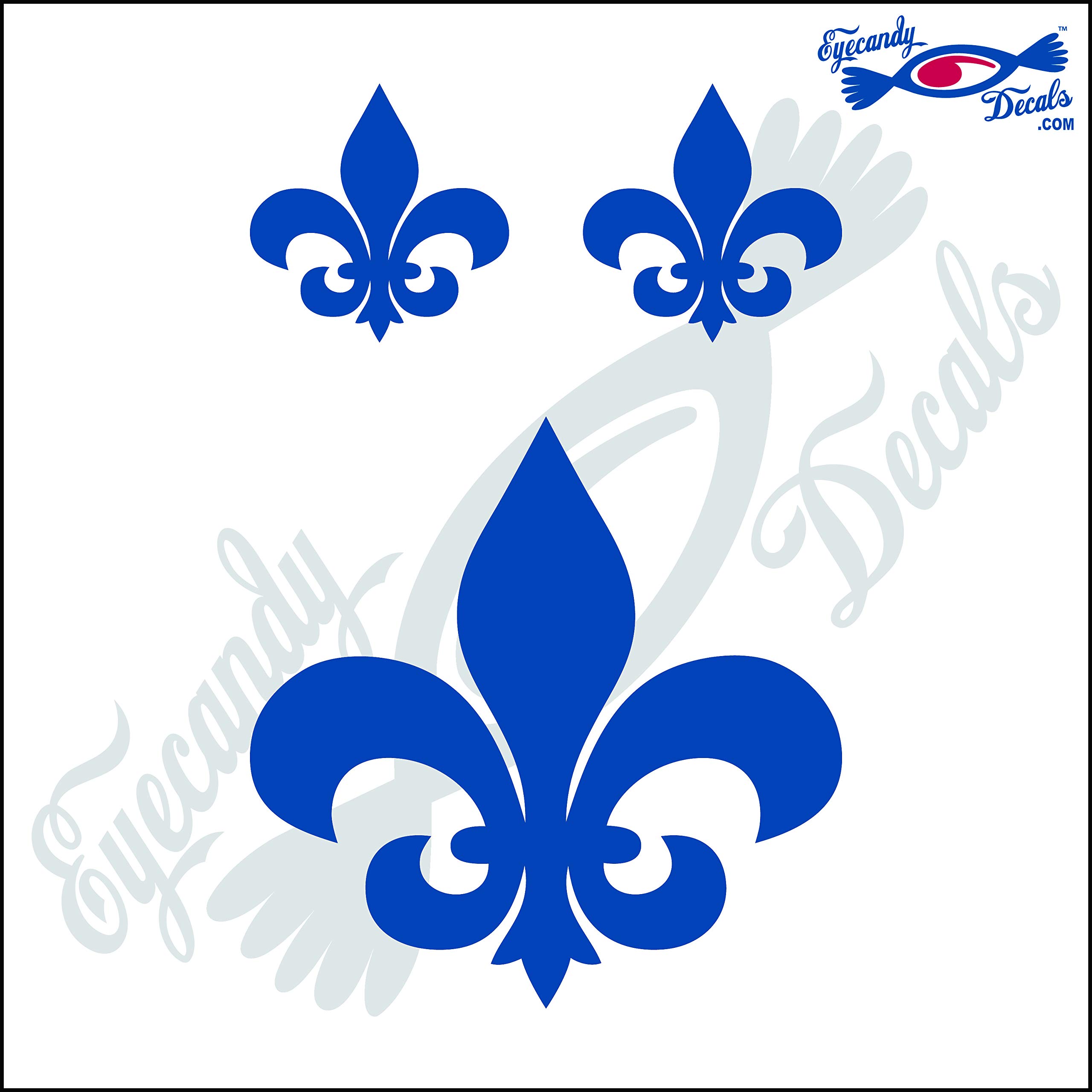 FLEUR DE LIS 4" TALL DECAL plus 2 small BLUE - manufactured & sold by EYECANDY DECALS only