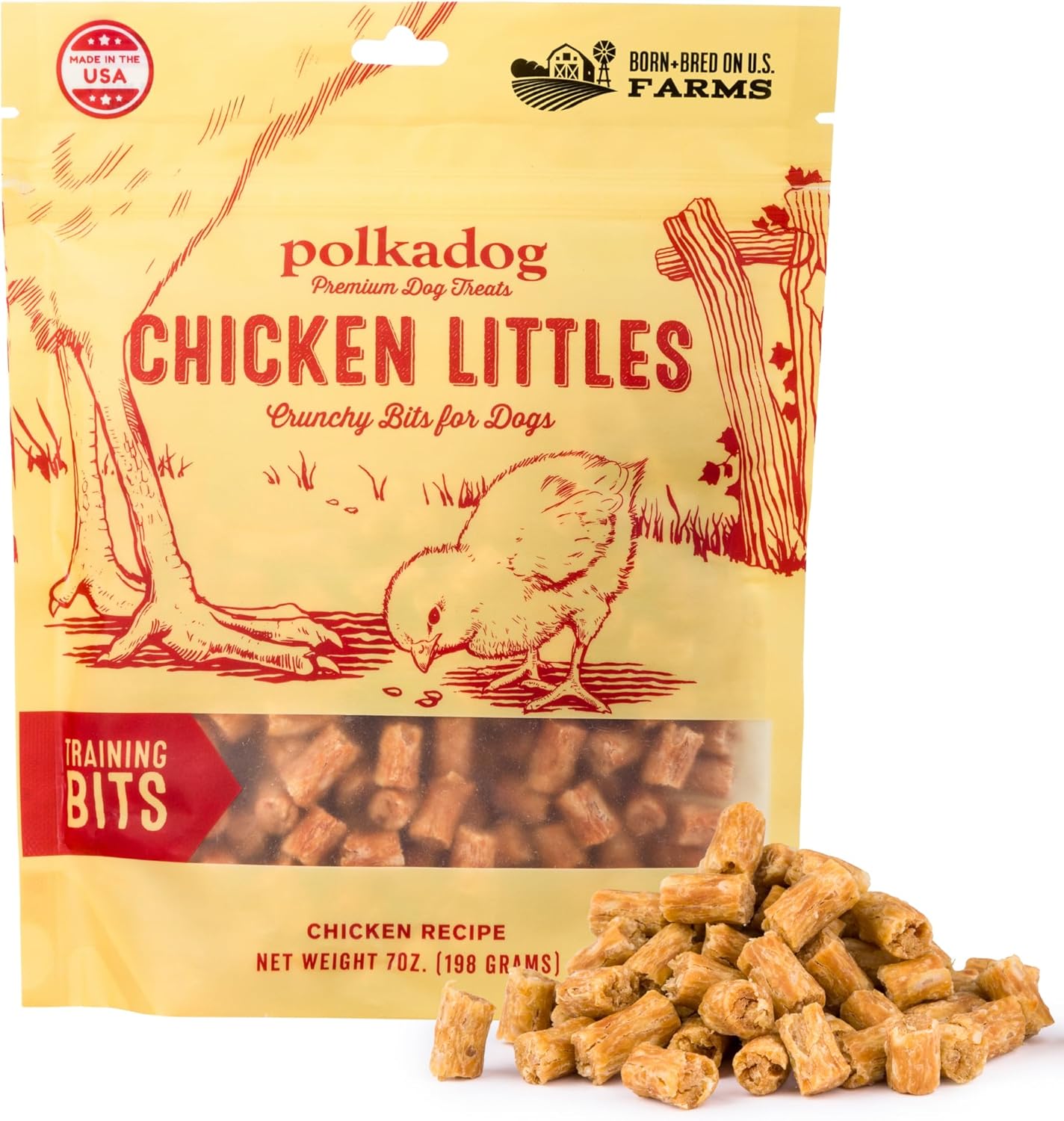 Polkadog Chicken Littles Crunchy Training Bits – All Natural, Limited Ingredient Healthy Training Treats for Dogs. Handcrafted & Made in USA. Great for Dogs with Allergies or Sensitive Stomachs – 7oz