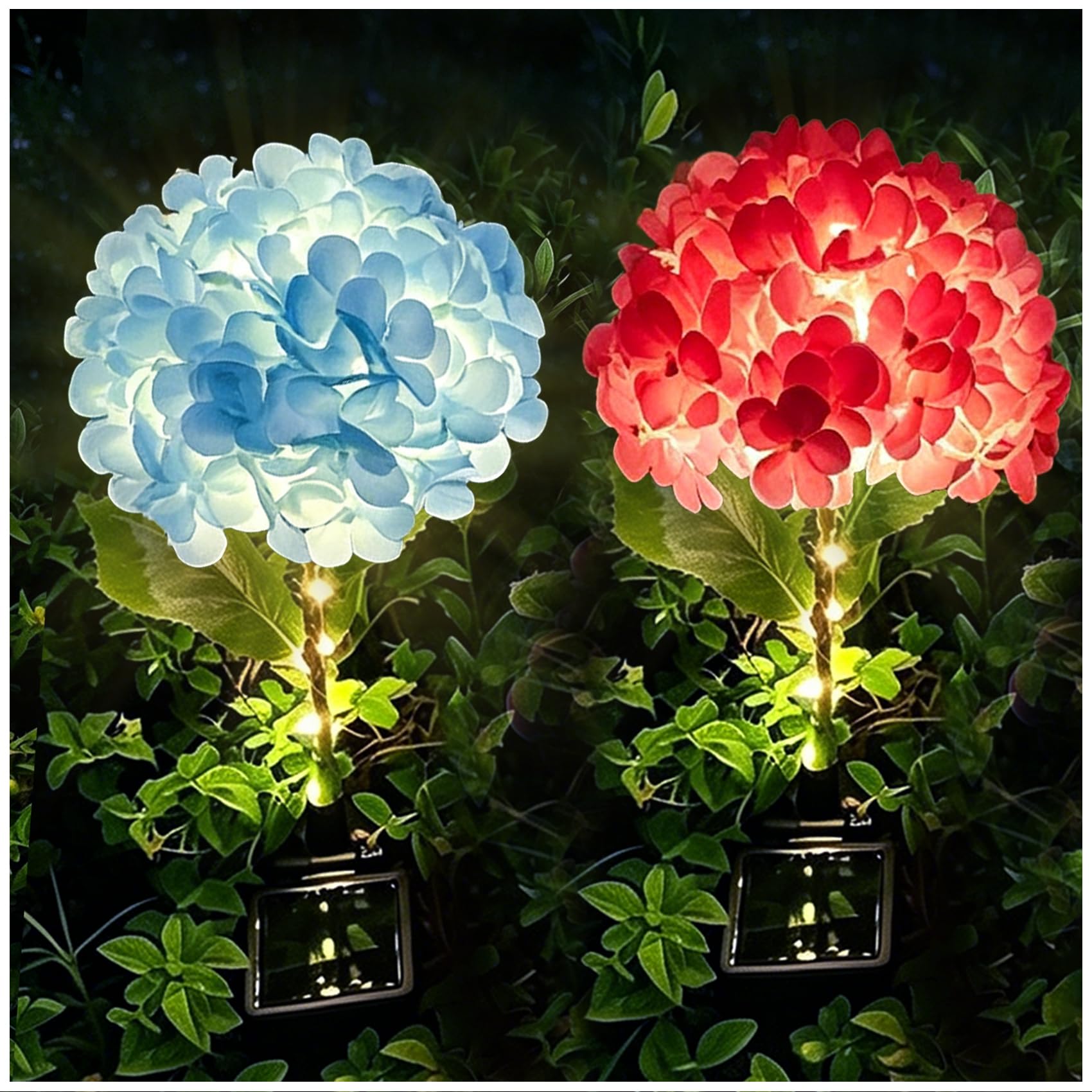 Solar Mega Hydrangea Flower Garden Lights Outdoor 2 Pack, Extra Large Bloom, Upgraded Solar Panel, Waterproof Garden Lights for Yard Lawn Patio Decor, Gift for Mom (2 Pack)