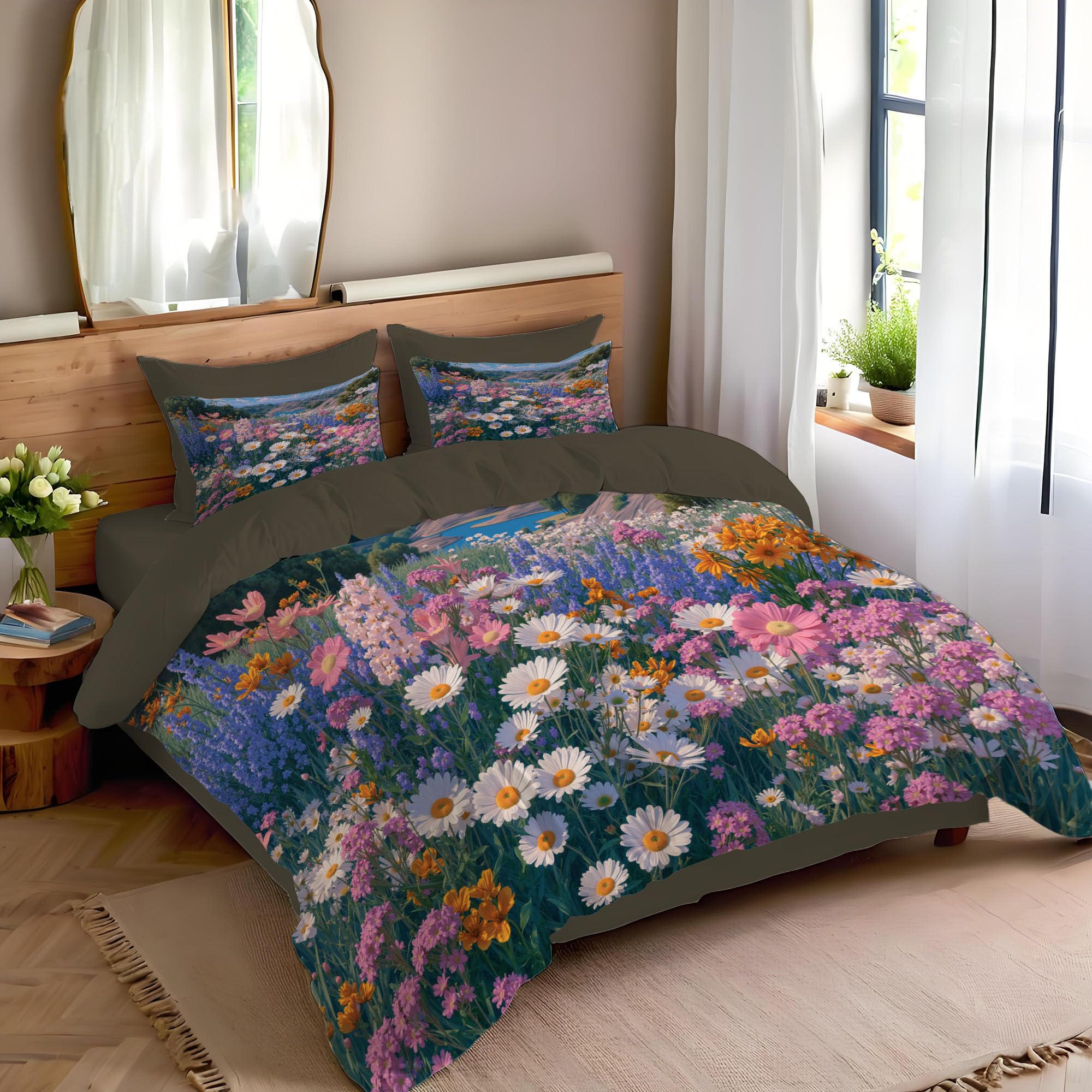 Housses de couette pâquerettes pour une ambiance de chalet alpin printanier dans votre chambre