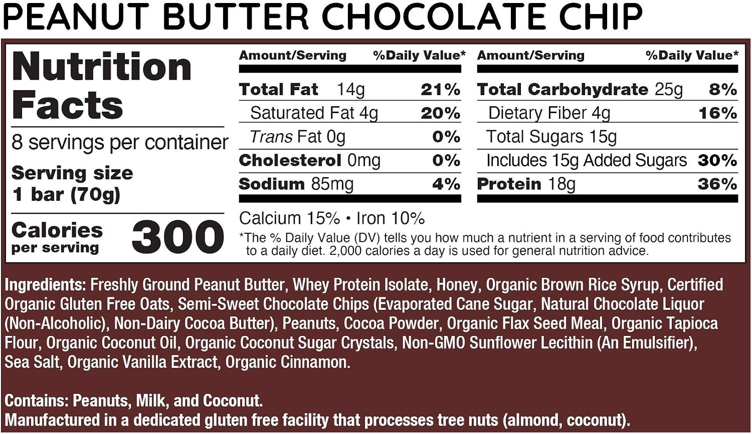 G2G Protein Bar, Peanut Butter Chocolate Chip, Real Food, Refrigerated for Freshness, Healthy Snack, Delicious Meal Replacement, Gluten-Free