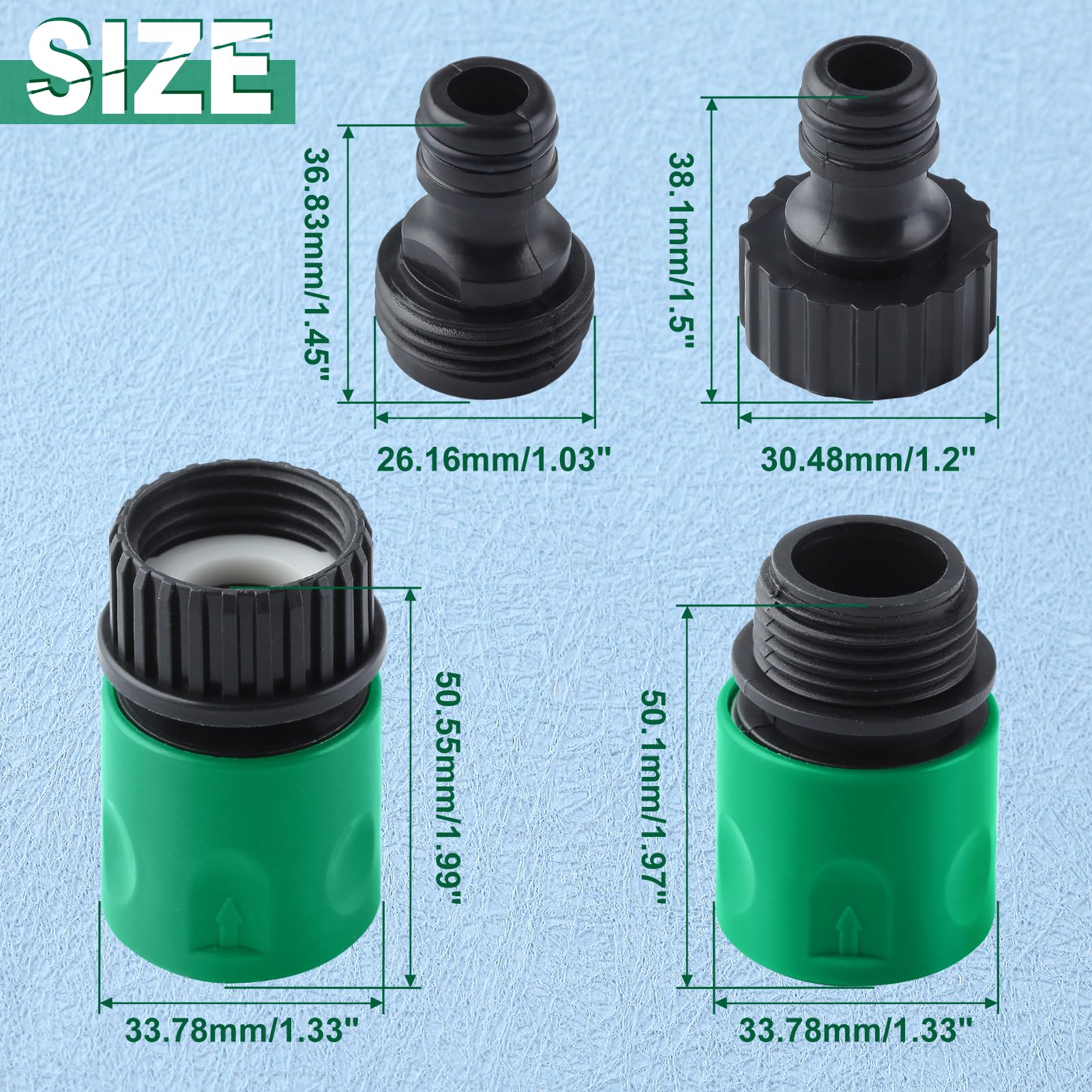 GOLD DEER 16-Piece Garden Hose Quick Connector Set, 3/4 Inch Plastic, Green, Quick Connect, Hose Connector - Image 2
