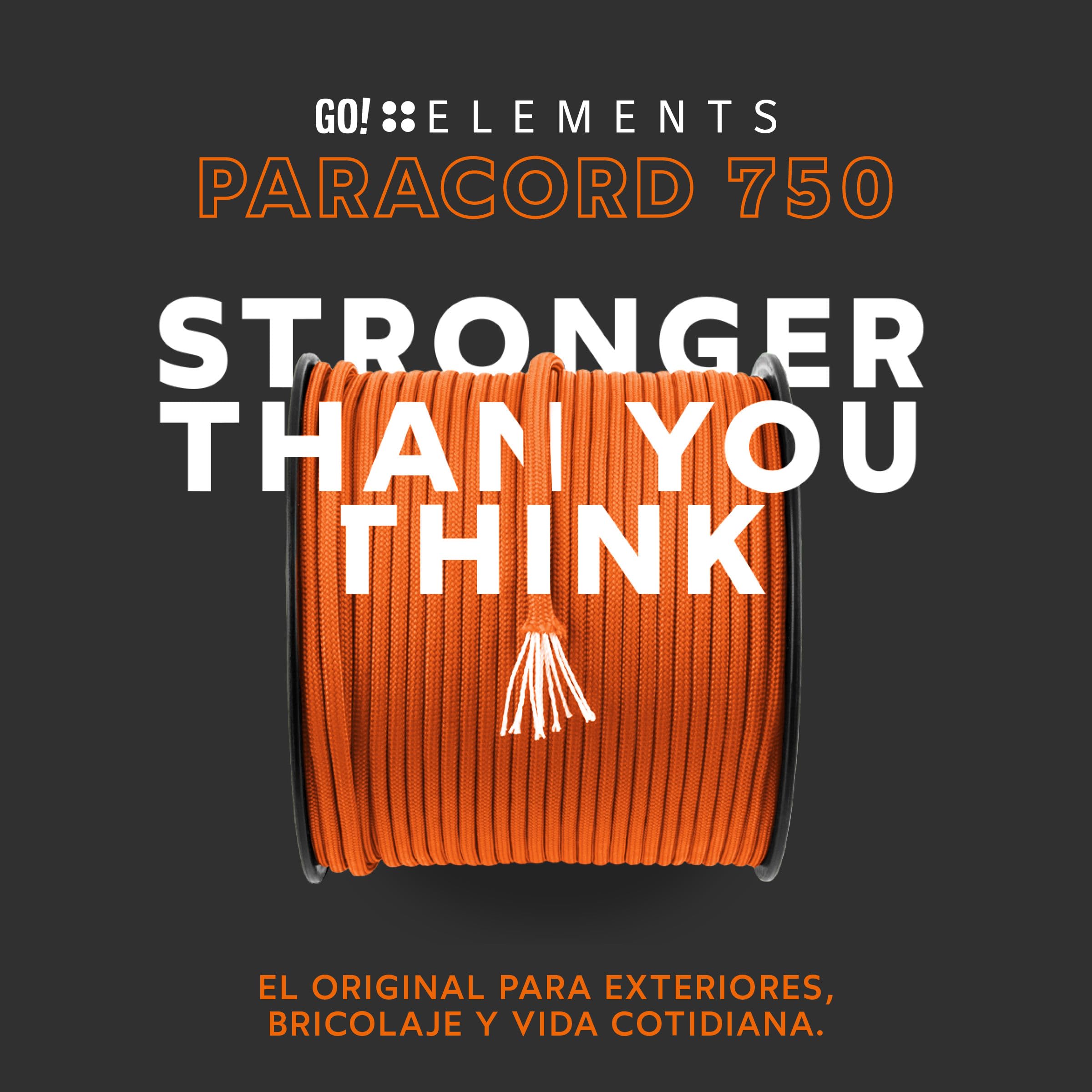 GO!elements Paracord Seil aus reißfester Nylonschnur - Paracord 750 Schnur - geeignet als Allzweckseil & Reepschnur