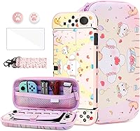 Vista 17 de HYPERCASE for Nintendo Switch OLED Carry Travel Case Yellow Accessories Bundle, with Switch OLED Console Protective Cover Skin, Screen Protector