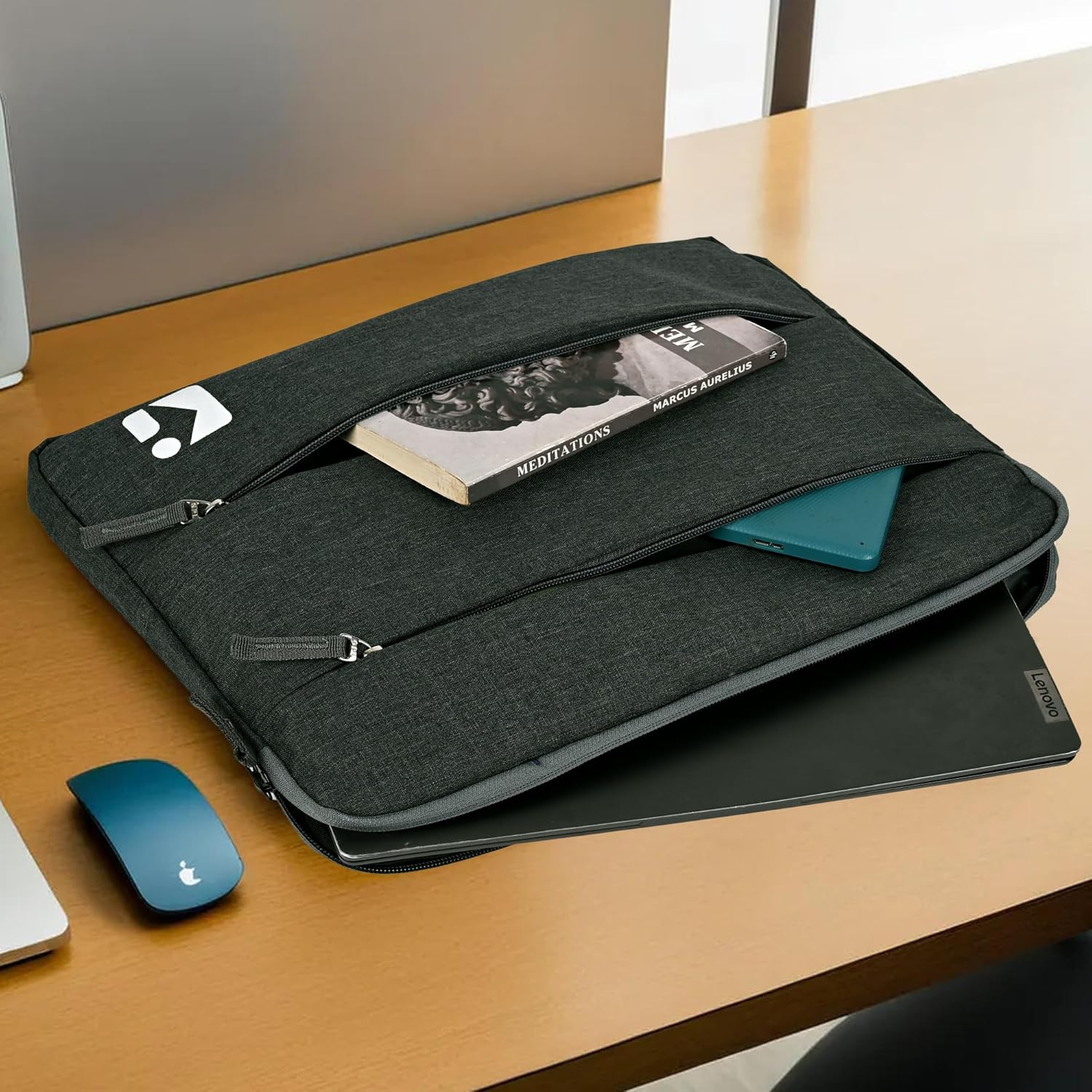 Kuber Industries Nylon Waterproof Laptop Sleeve 14 Inch Compatible with Handle & Accessory Pockets | Computer Pouch/Case/Cover/Safety Bag for Men Office Use | for All Laptop & Notebooks | Dark Grey 11 81d7kUYCkLL. SL1500