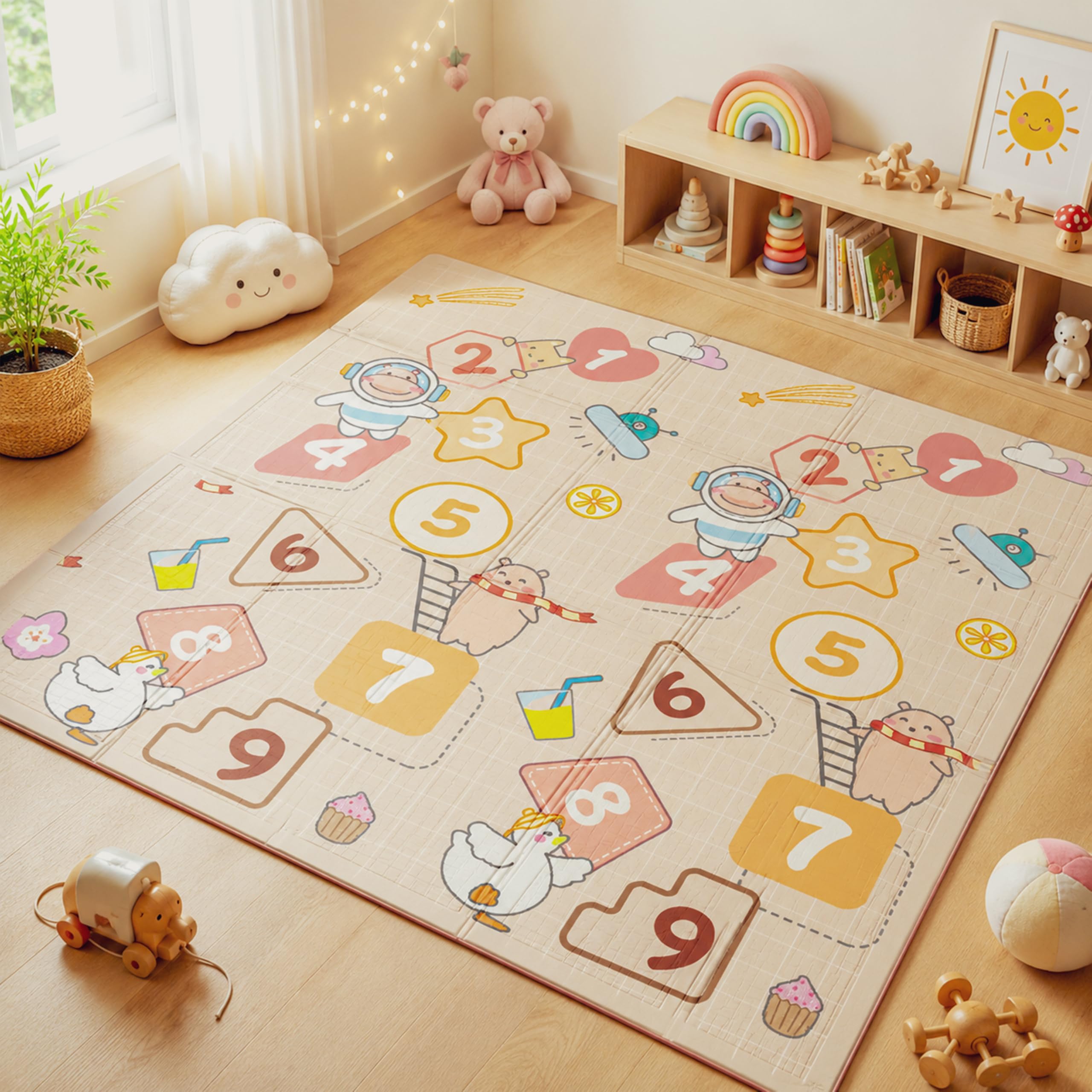 one and only extra large foldable baby play mat reversible fish & number learning play mat