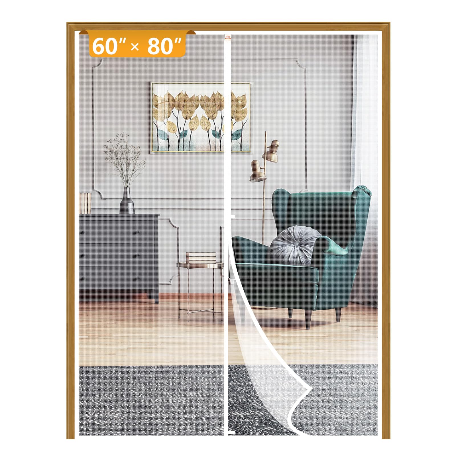 Photo 1 of ***DAMAGED - SEE NOTES/PICTURES***
Yotache Door Screen with Magnets Fit Doors 60 x 80, Screen Size 62" x 81" Hanging Net for Patio Sliding Doors, White