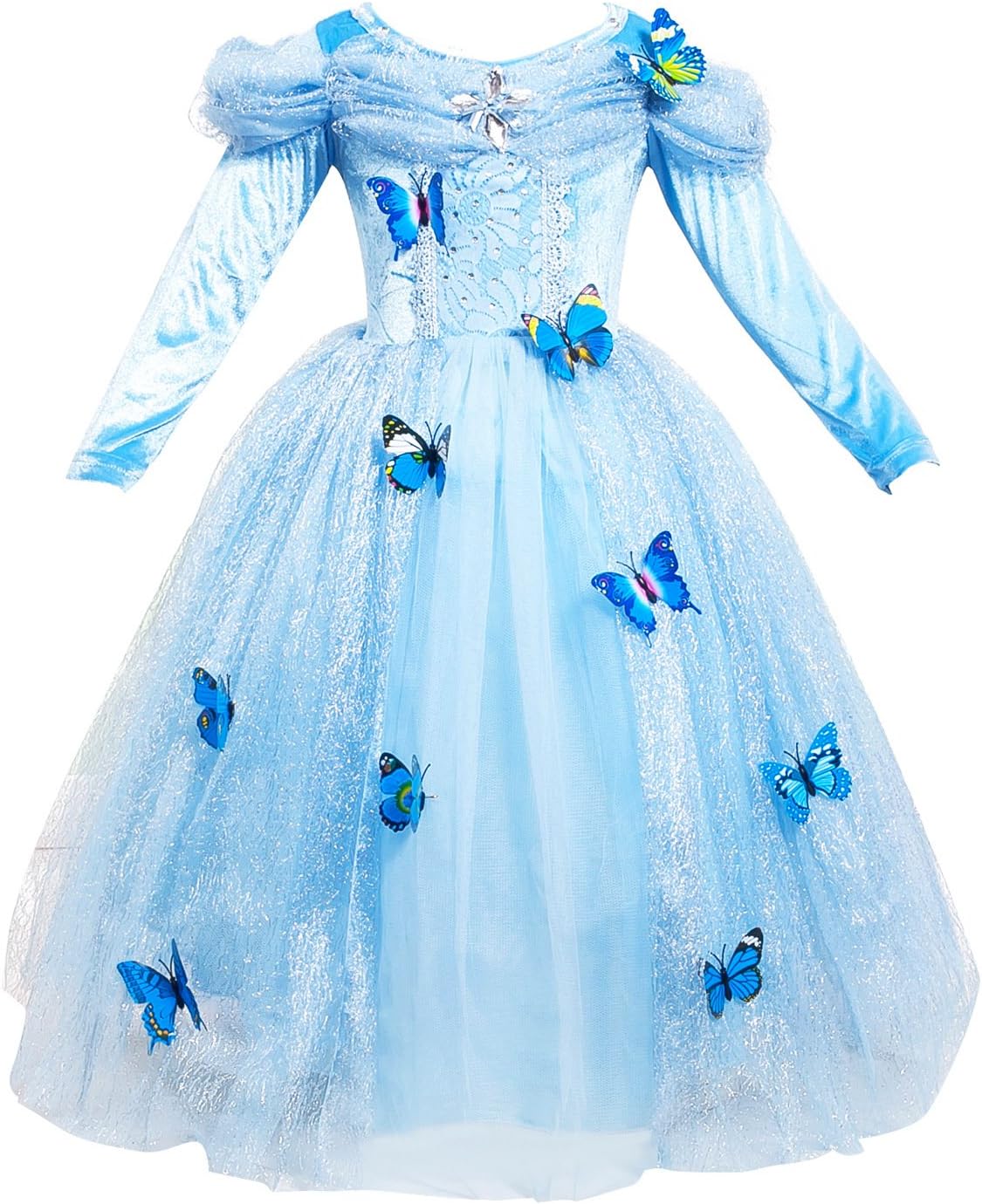 Lee Little Angel Festival Girl Cinderella Long Sleeve Princess Cosplay Fancy Butterfly Dress