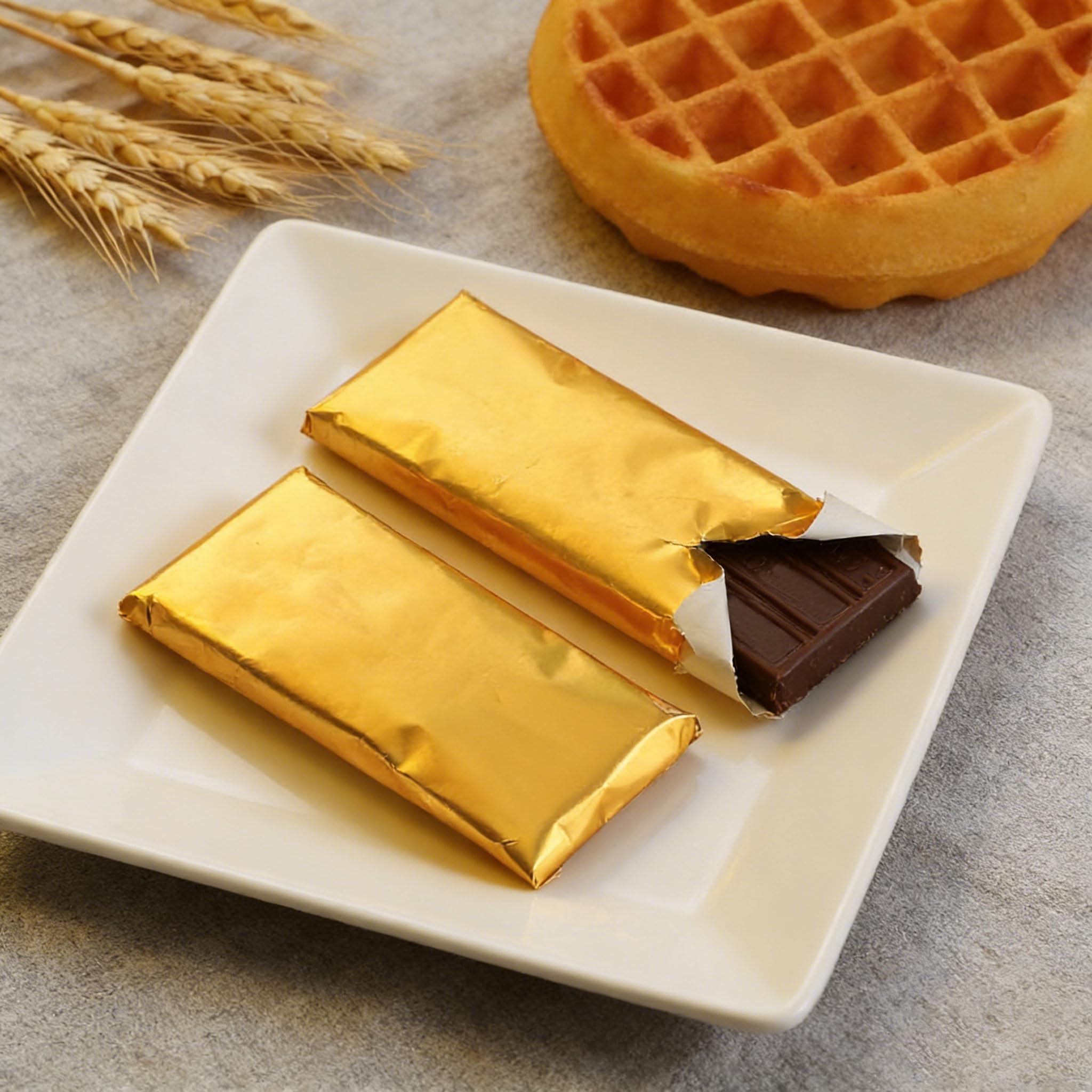 500 Confezioni per Barrette di Cioccolato in Lamina, per Barrette di Cioccolato Fatte in Casa, Caramelle, Regali per Feste | Confezionamento Alimentare Riutili(Size:9.84×7.08in(25×18cm),Color:Oro)