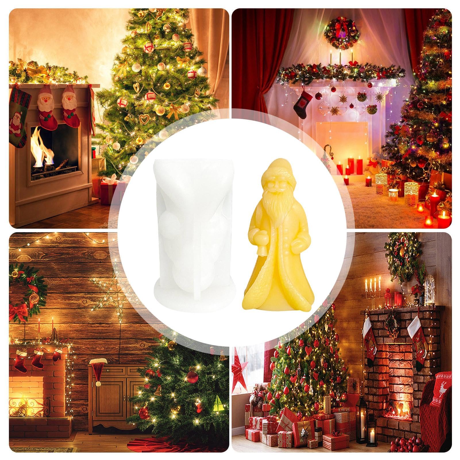 Création Artisanale Noël Moule Silicone 3D Père Noël - Pour Bougies, Savons DIY - 2 Tailles - Résistant Haute Température - Loisir Créatif Stampi In Silicone Per Candele