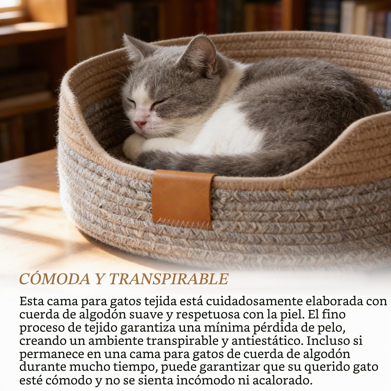 GOMETY Cama para gatos lavable, 50 x 15 cm, cesta para dormir de cuerdas de algodón, cama redonda para mascotas, cama para gatos, cesta para gatos, cama para gatos, nido para gatos, cama para perros