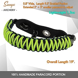 SUNYA Archery Bow Wrist Sling, 550 Paracord Strap Comfortable on Hand.100% Full Grain Leather Yoke, Multiple Camo Colors.Fit Compound Bow Stabilizer & Recurve. (Dark Angel)