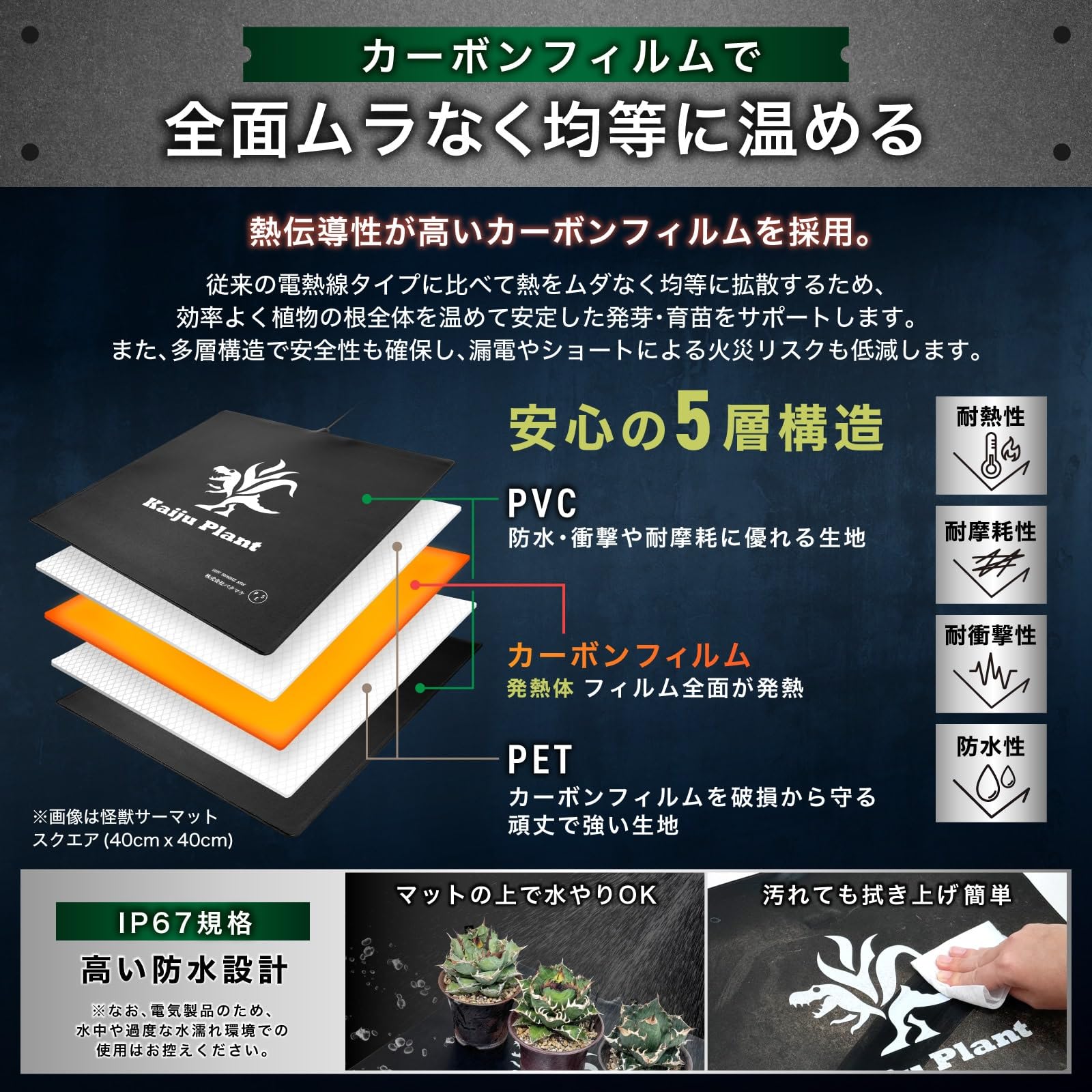 Kaiju Plant 怪獣サーマットLサイズ 室内園芸用 ヒーターマット 85 pakumake-kj-100.jpg