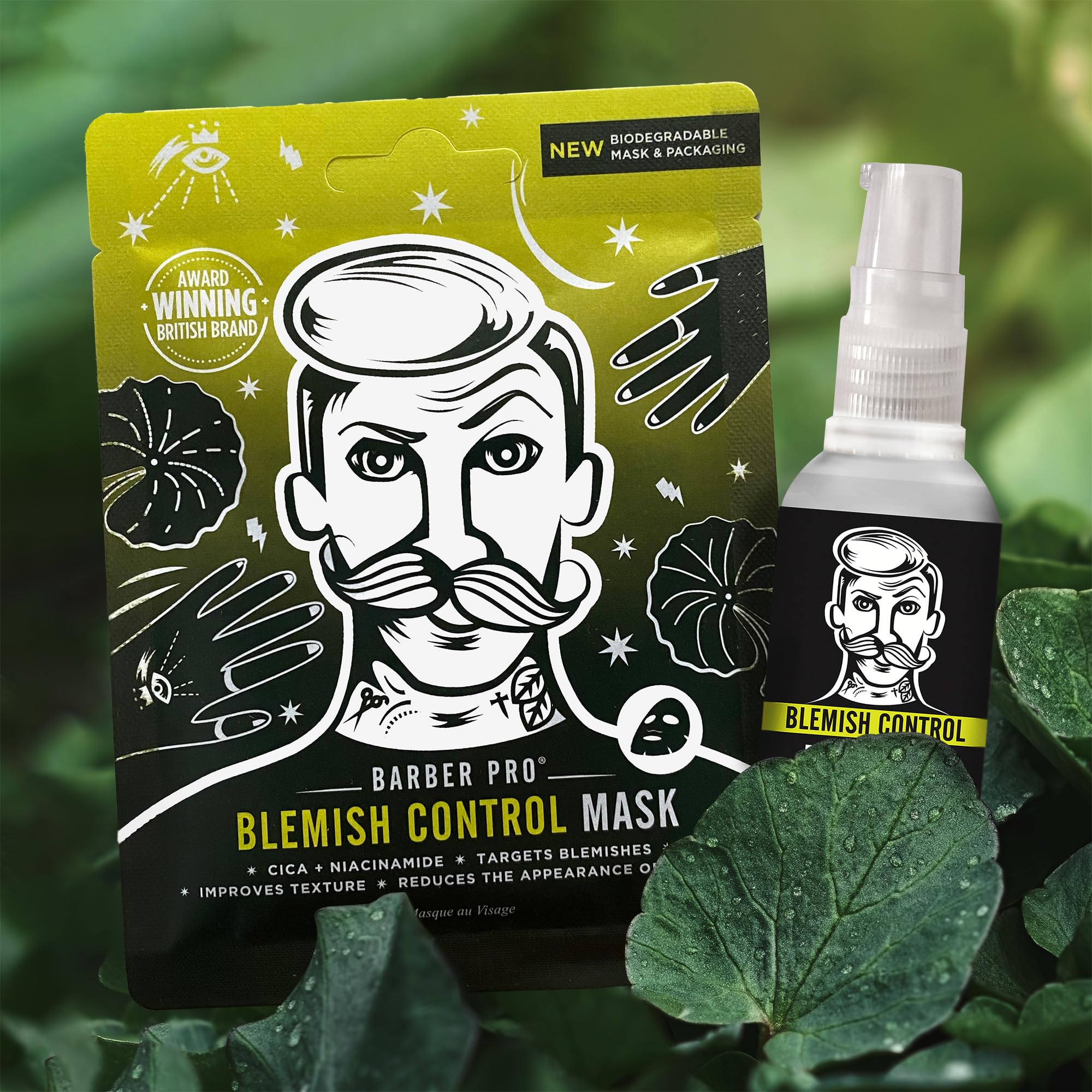 BARBER PRO BLEMISH CONTROL DUO 2-in-1 Mens Face Mask & Serum Prevent Breakouts & Improve Skin Texture Cica & Niacinamide Natural Vegan Skincare 100% Biodegradable Multi Award Winning Brand - Image 2