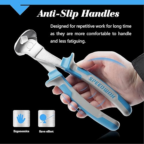 Miniatura 3 de SPEEDWOX Alicates de corte de extremo de 8 pulgadas, cortador de alambre de alto apalancamiento, pinzas y herramienta para quitar uñas