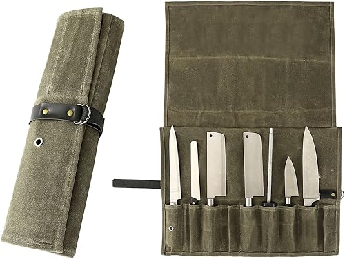 Bolsa enrollable para cuchillos de chef, 9 bolsillos, funda de lona para cuchillos, cartera para cuchillos, protectores para cuchillos de chef,