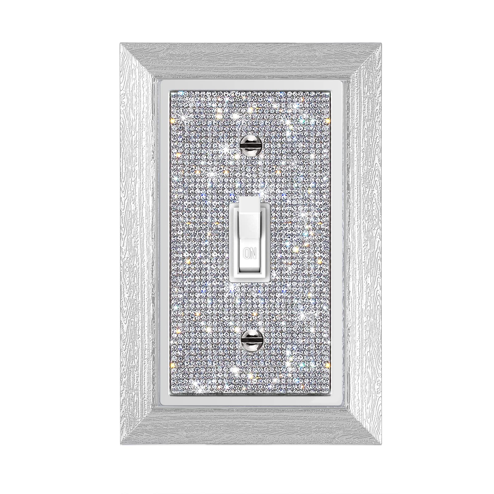 Photo 1 of 1 Pcs Shiny Rhinestones Imitation Wood Grain Wall Plate Toggle Light Switch Cover Decorative Durable Switch Covers Wall Plate Cover