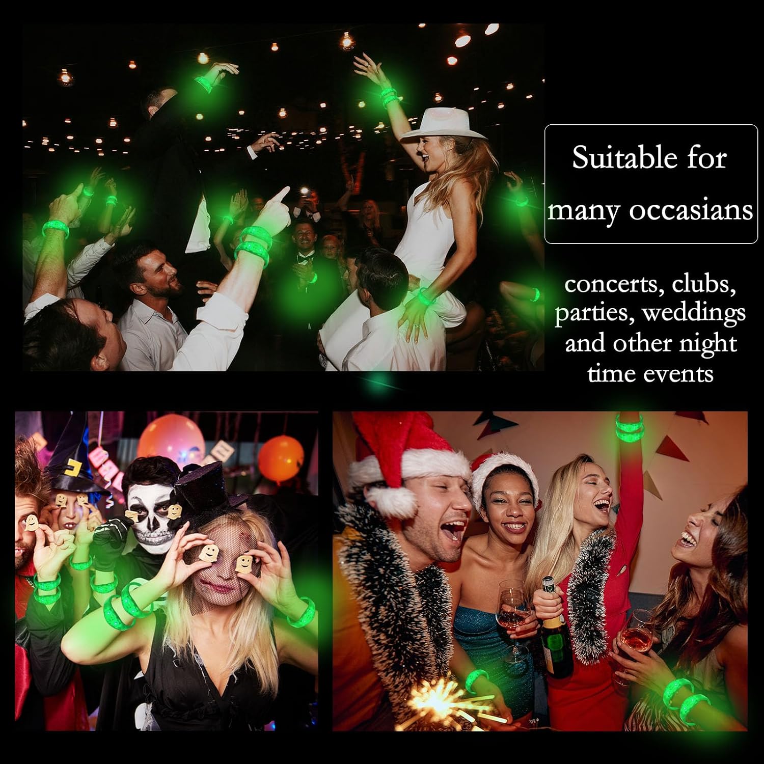 100 Pcs LED Bracelets Sound Activated with Flashing LED Strobe Music Control Light Up Bracelets for Rave, Game Prizes, Birthday Party Favor,Valentine's Day gift