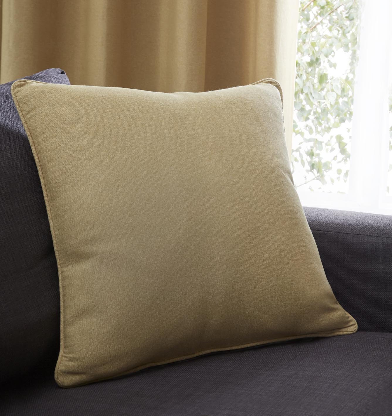 Fusion - Sorbonne - 100% Cotton Filled Cushion - 43x43 cm in Ochre