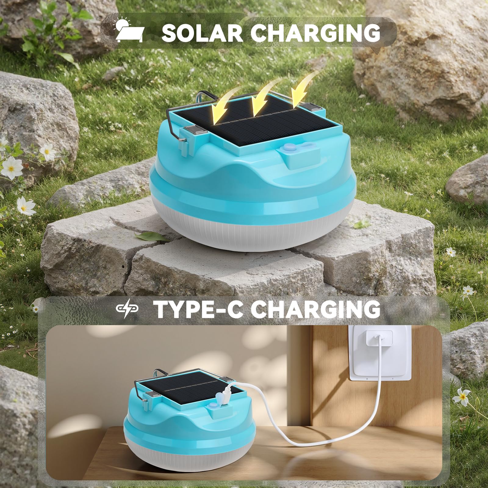 Linterna LED solar para camping, 50 W